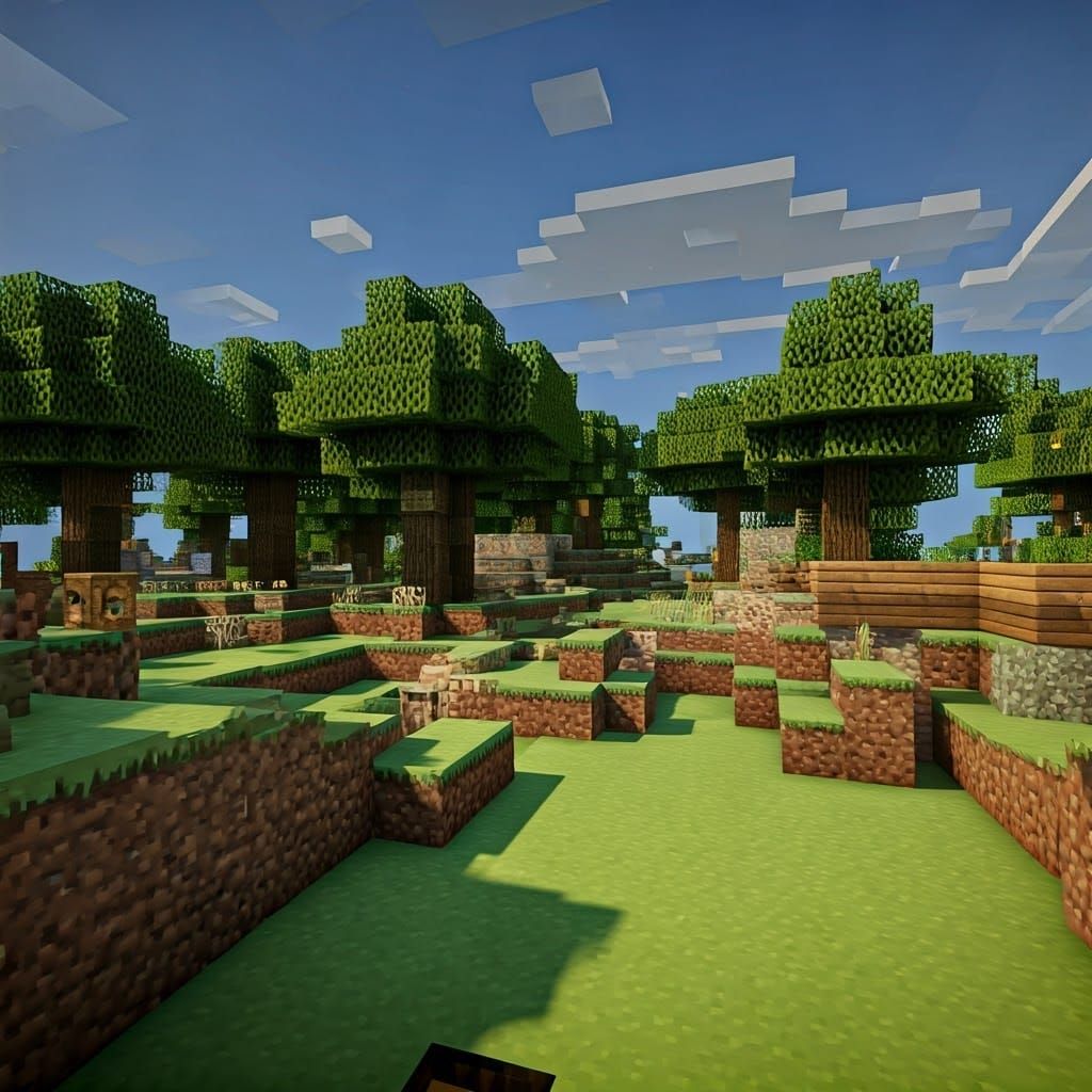 Blocky Square World in Minecraft Aesthetic