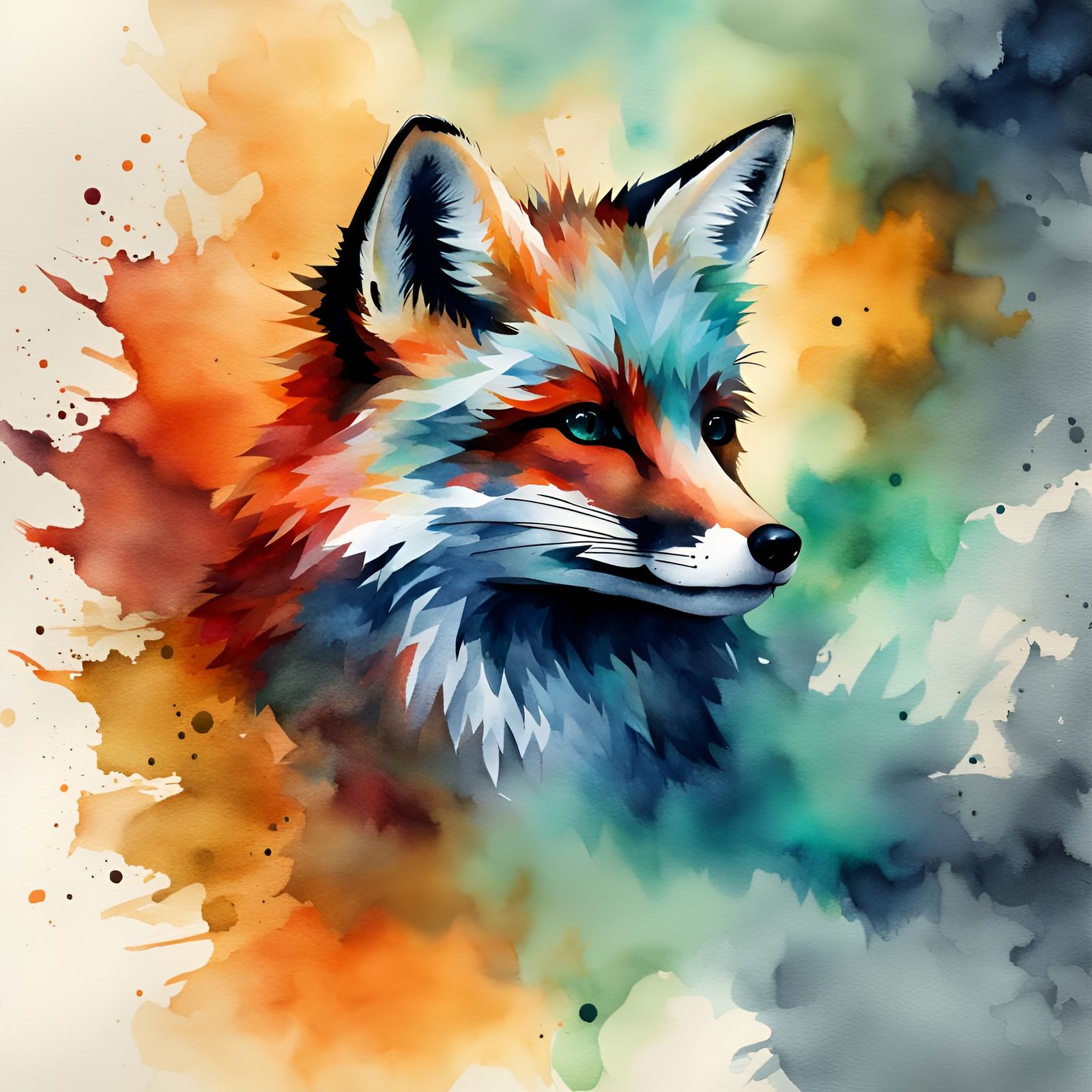 Eldritch Fox in Watercolor Gothic Art Style