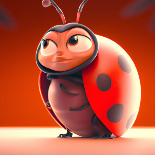 Ladybug as 3D Digital Art, Pixar Style