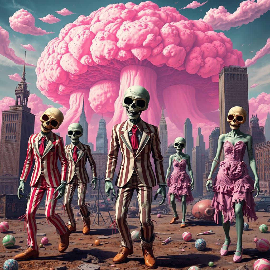 Candy Zombies in Post-Apocalyptic City, Surreal Pop Art