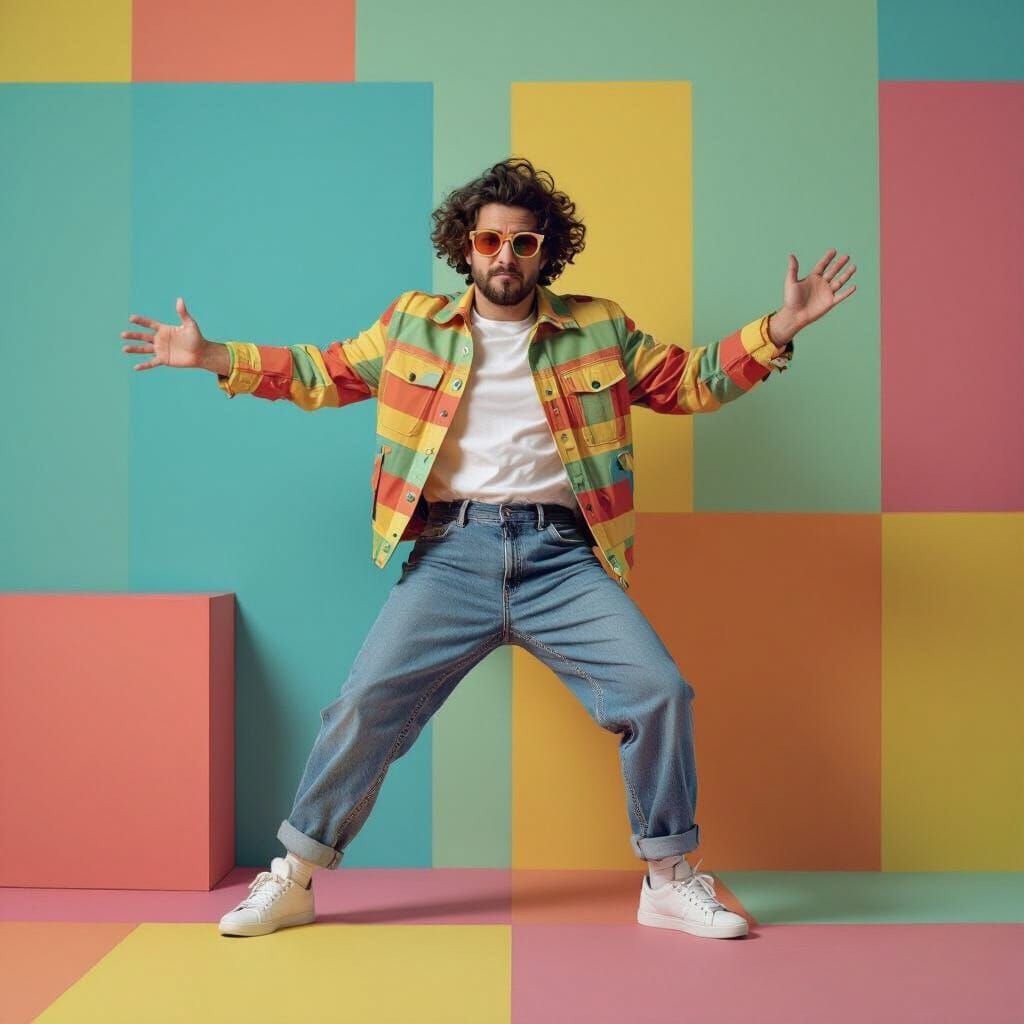 Humorous Poses with Everyday Objects in Photorealistic Style