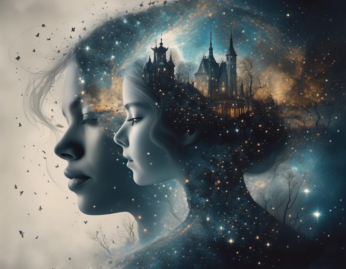 Double Exposure Portrait: Night Turns into Day