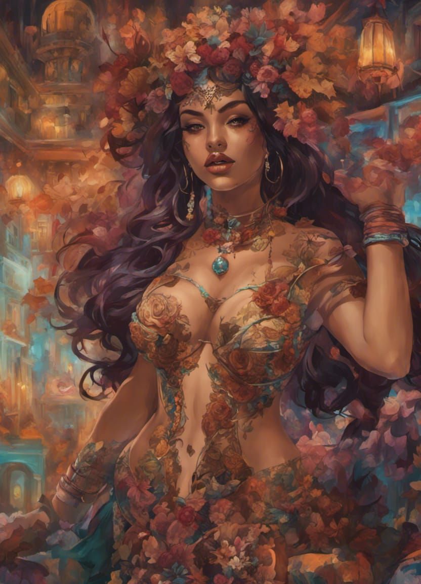 A young woman celebrating Día de los Muertos Mexican style