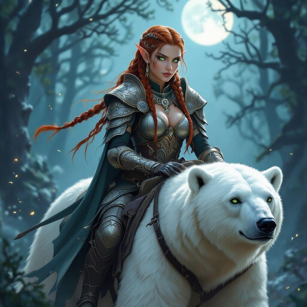 Alysial Stormleaf talking to her companion and mount Glacia ...