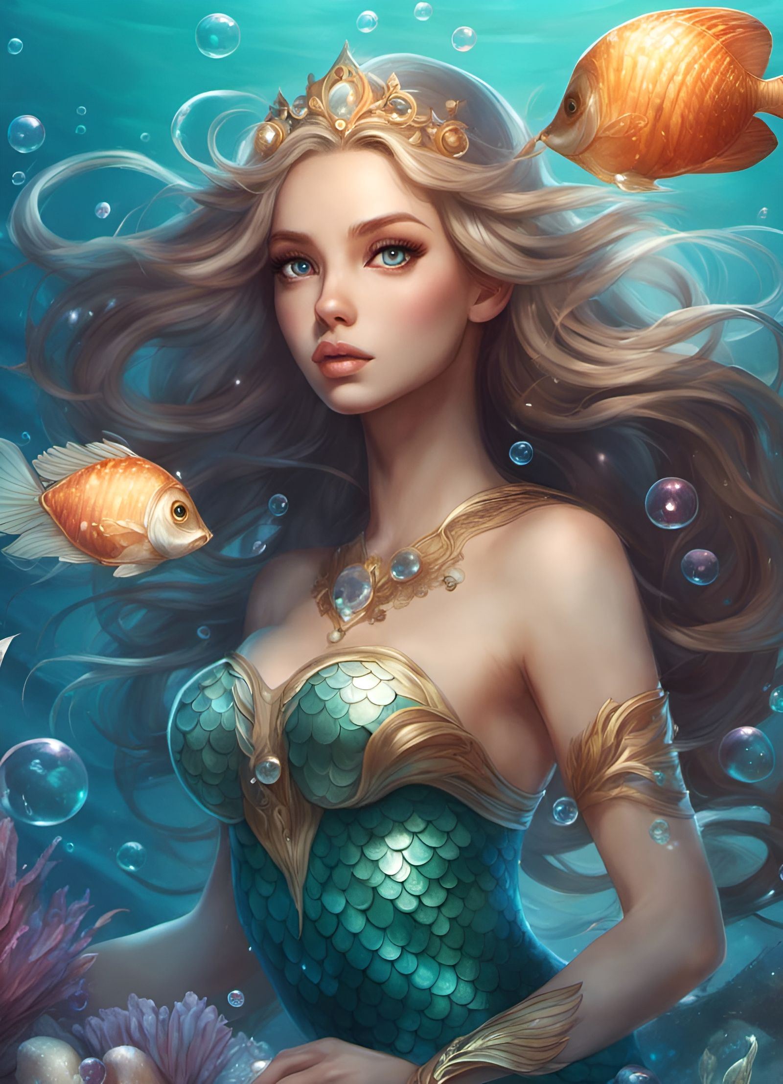 Enchanting Mermaid Portrait with Intricate Details