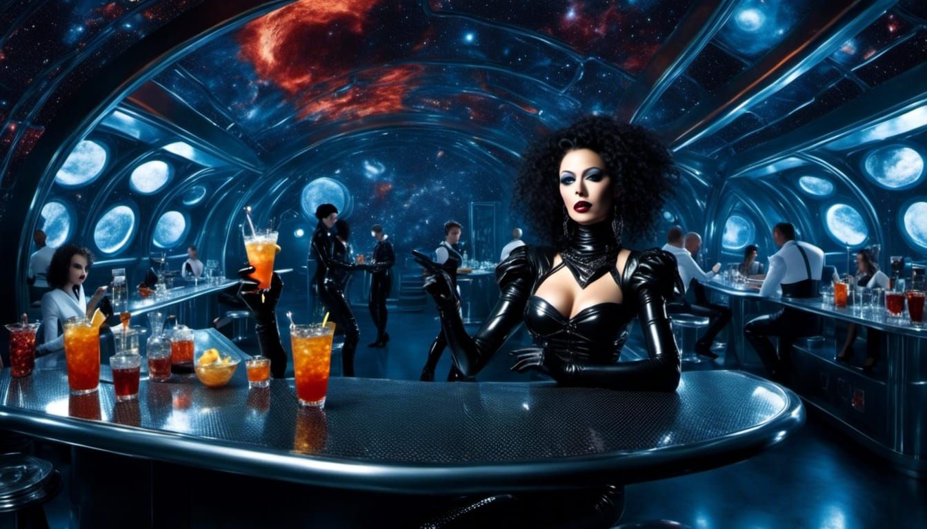 waitress in a space bar