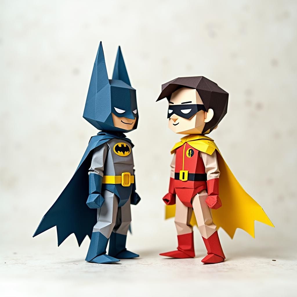 Origami Papercraft Batman and Robin in 8K