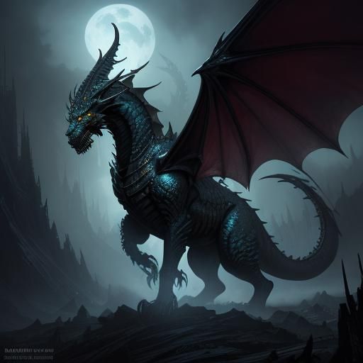 Dark Fantasy Dragon-Terax Fusion in Ornate Detail