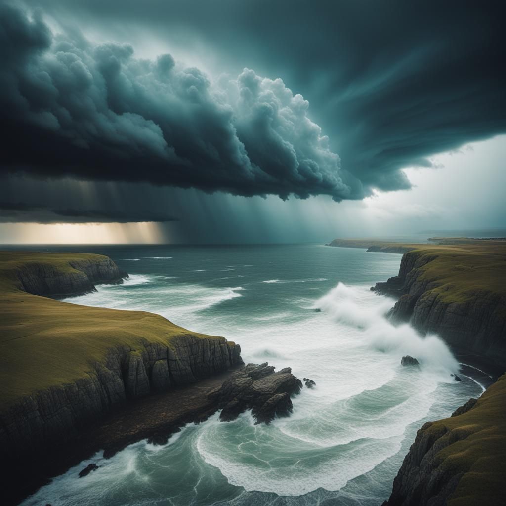 Dramatic Stormy Coastal Landscape Photograph