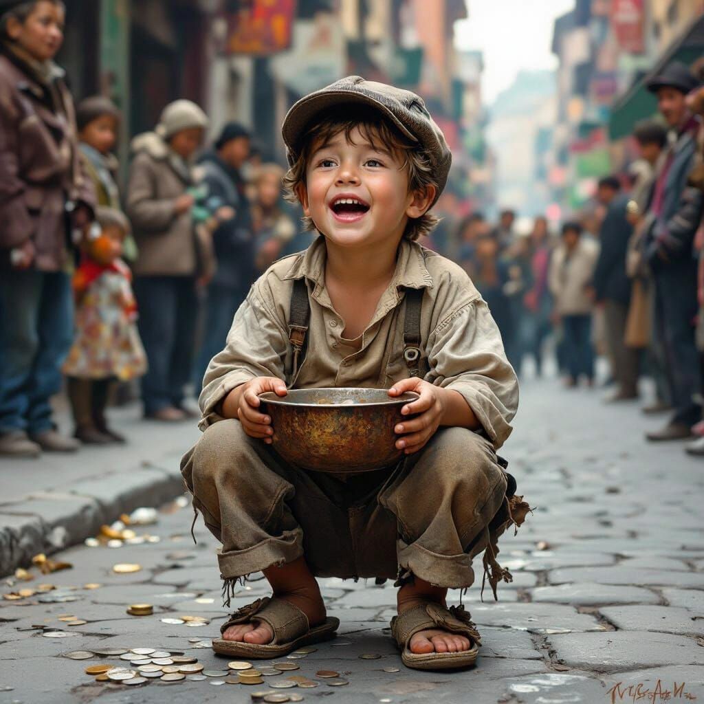 Street Urchin's Song: An Evocative Street Scene