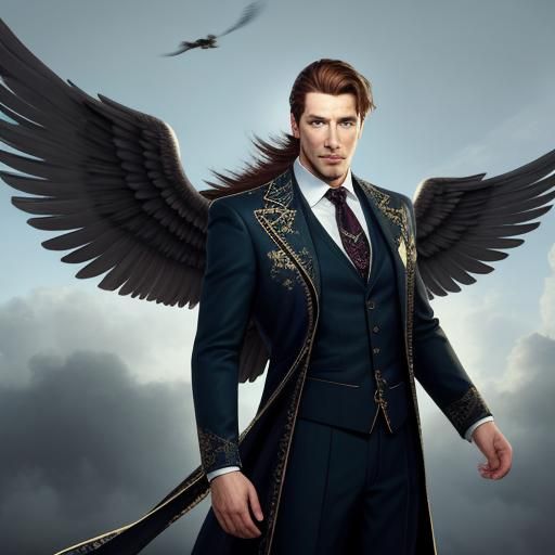 Hyper-Realistic Winged Man in Flight