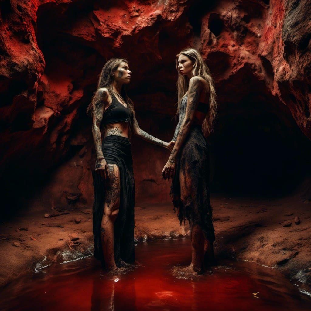 Passionate Embrace in a Cave