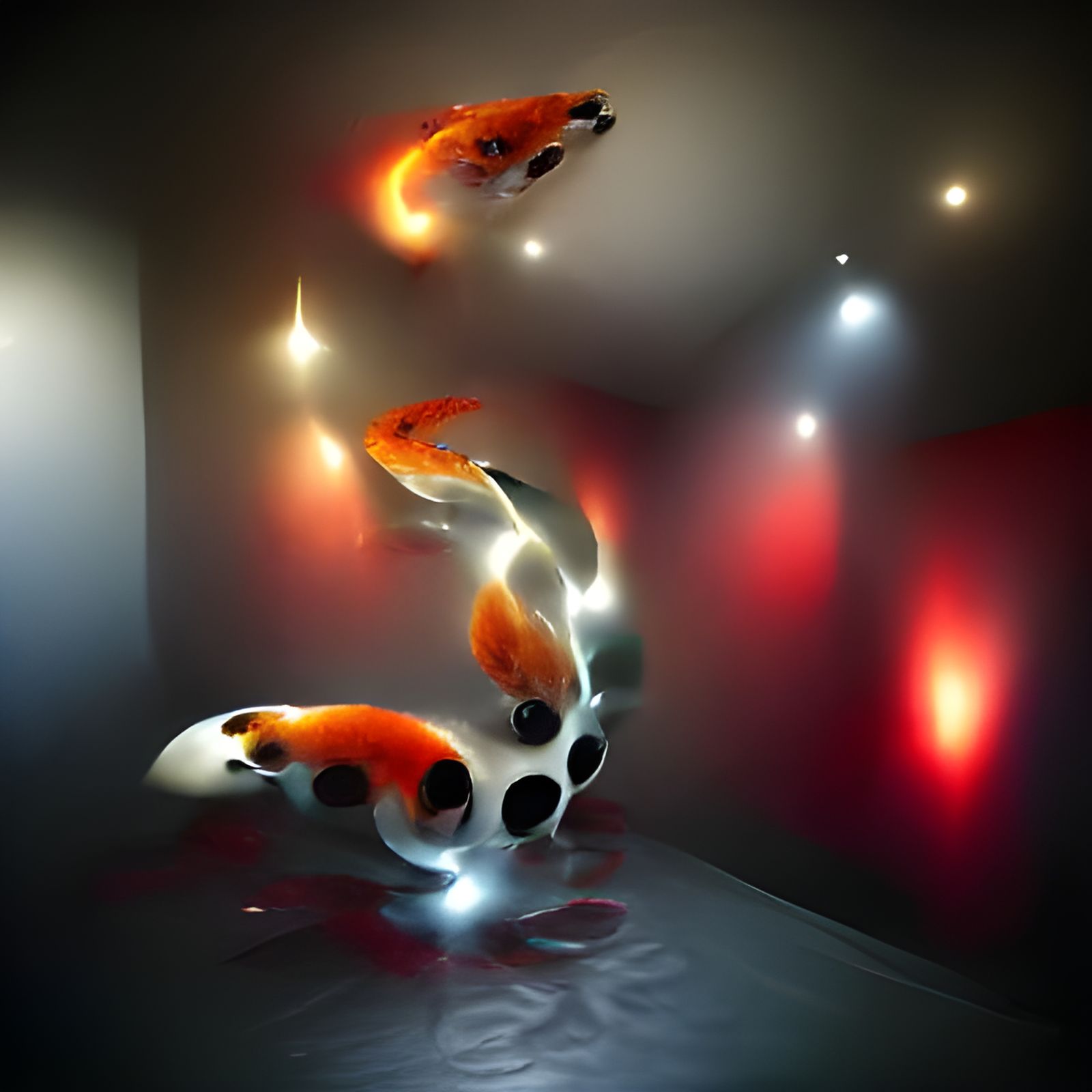 Koi Fish Swim Through Colorful Nebula