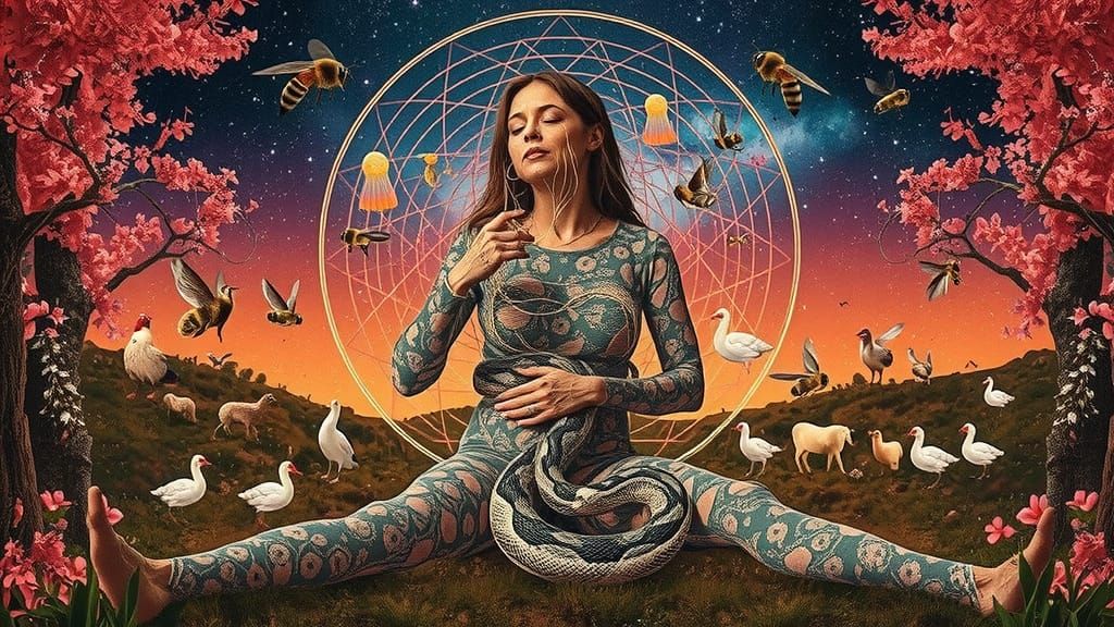 Surreal Bio-Art Woman in Trance Forest