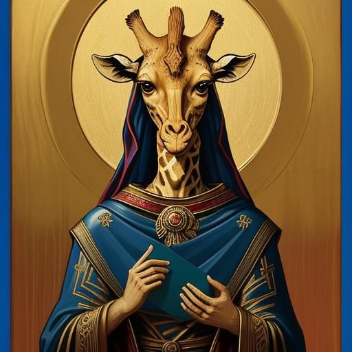 Giraffe Transcends Byzantine Iconography in Vibrant Dreamlik...