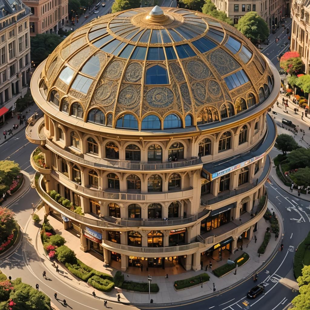 Majestic Neoclassical Monorail Station in Golden Light