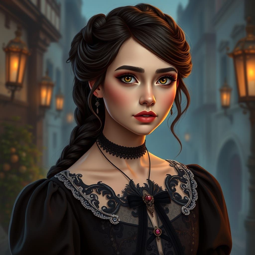Lily Collins as Gothic Disney Princess