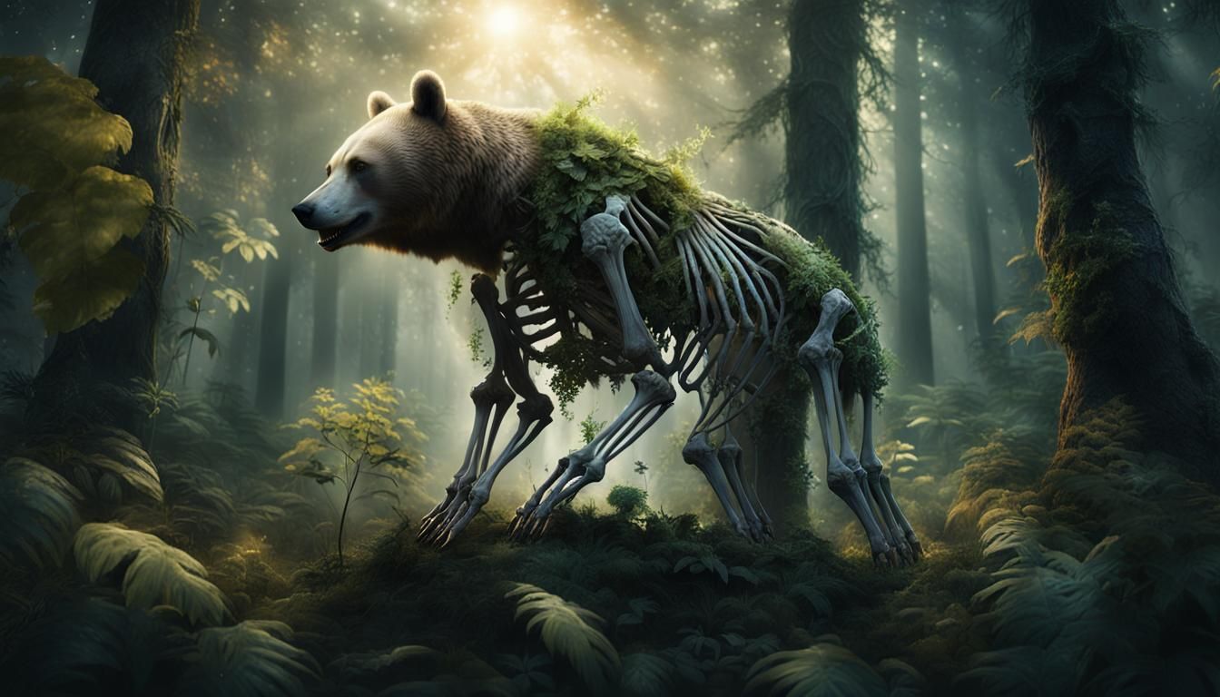 Magical Bear Skeleton Spirit in Forest