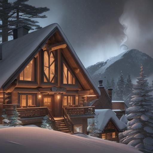 Cozy Ski Lodge Amidst Snow-Laden Pines