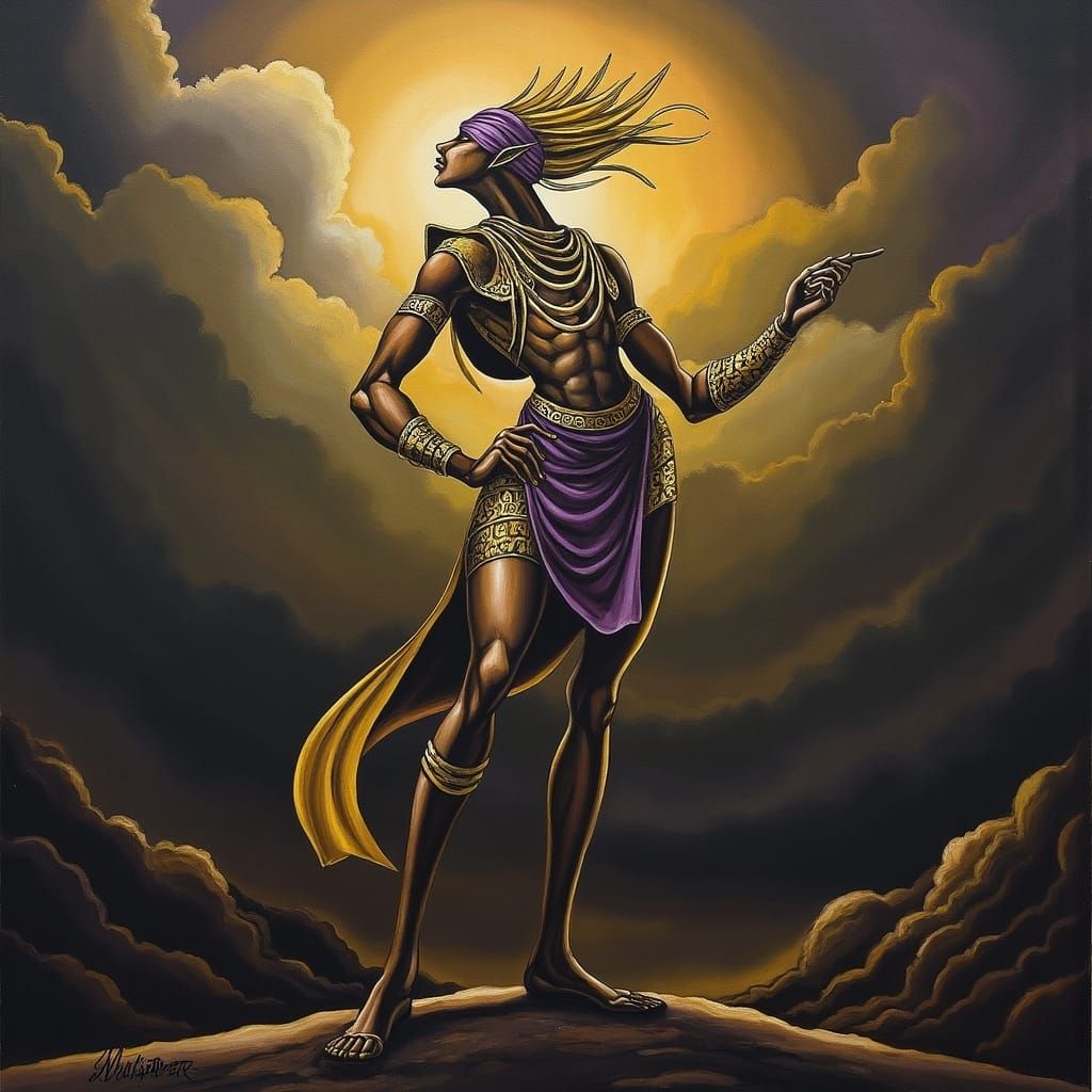 Nilotes Warrior in Nile Valley: Dark Fantasy Art