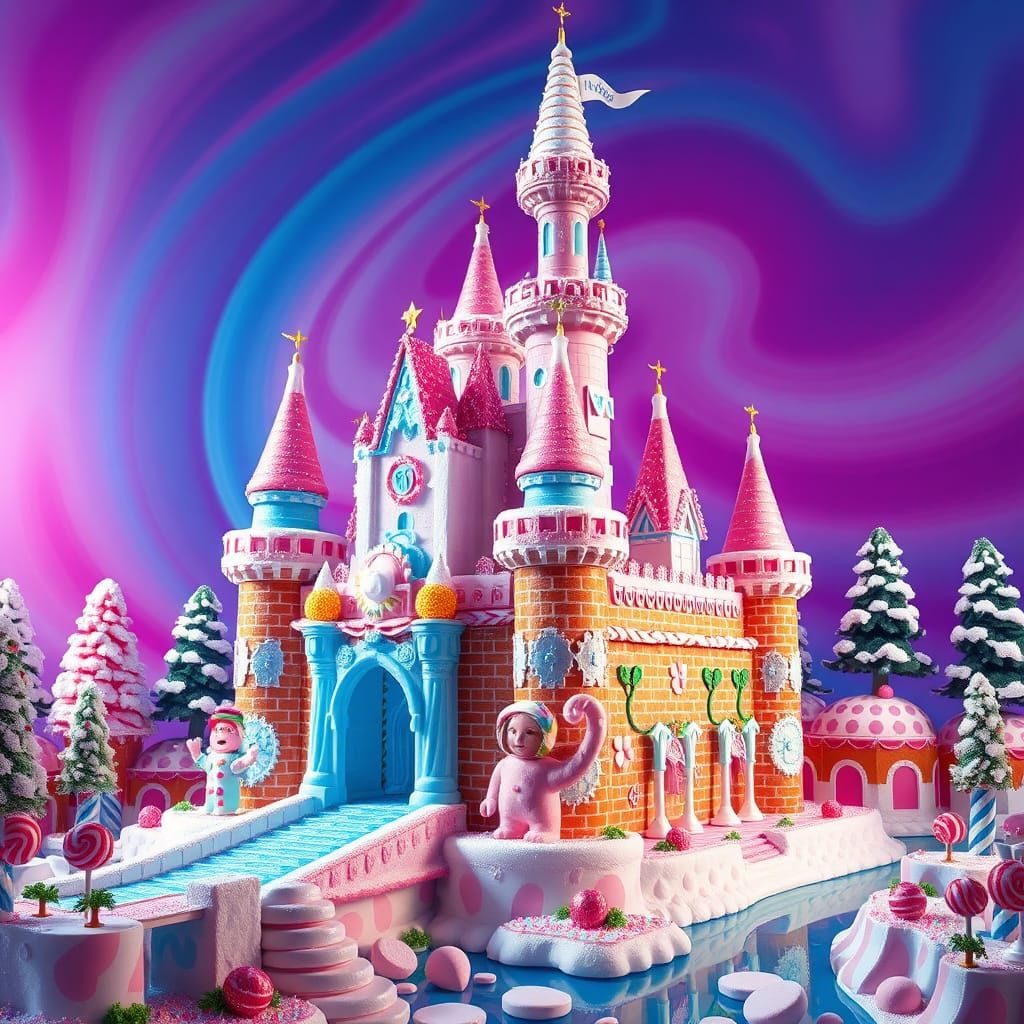 Whimsical Sugar Castle in Vibrant Candyland Style