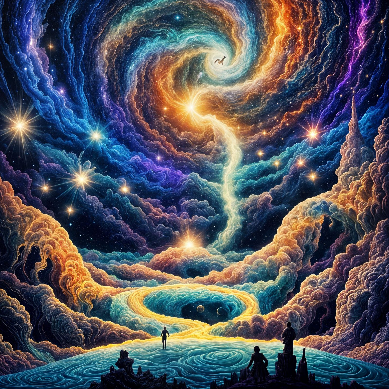 Anxious Lamb on Floating Island in Fantasy Sky