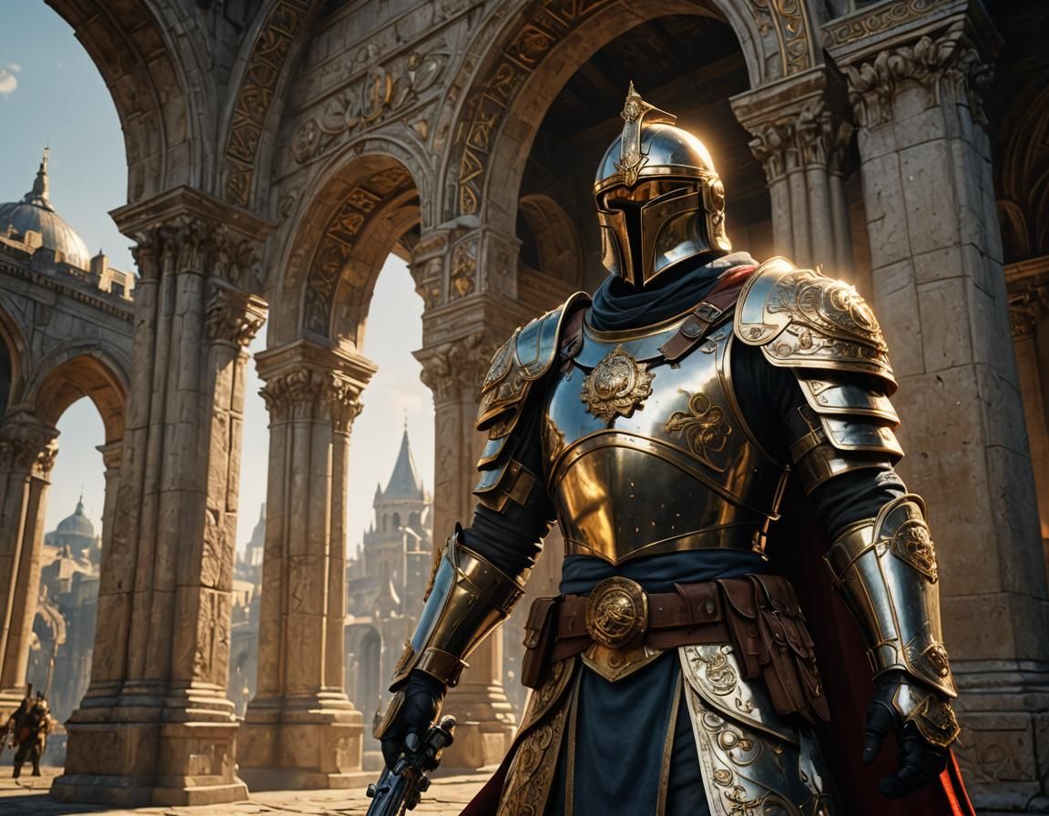 Imperial Soldier in Ancient City, Fantasy Art