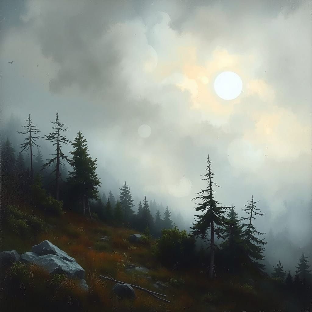 Misty Neo-Romantic Landscape in Oil and Watercolor