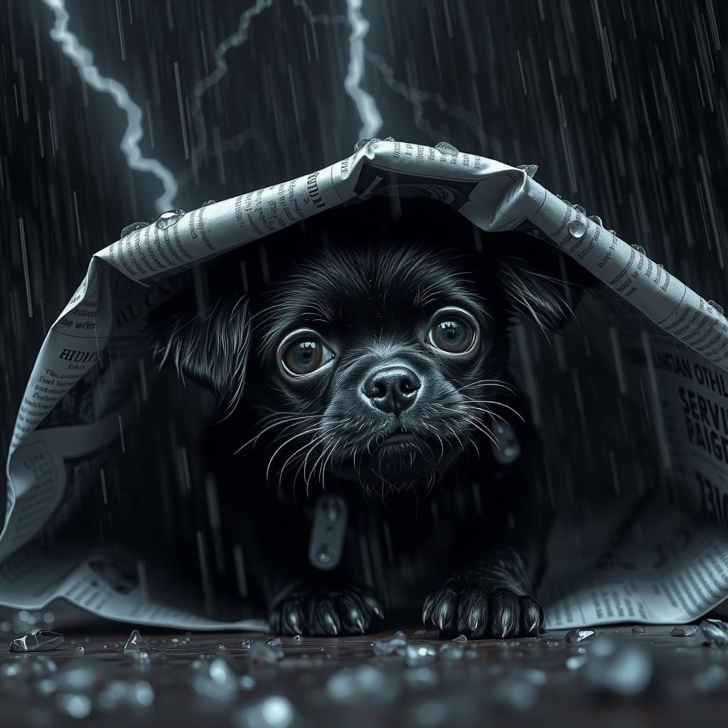 Abandoned Small Dog Found in the Stormy Night