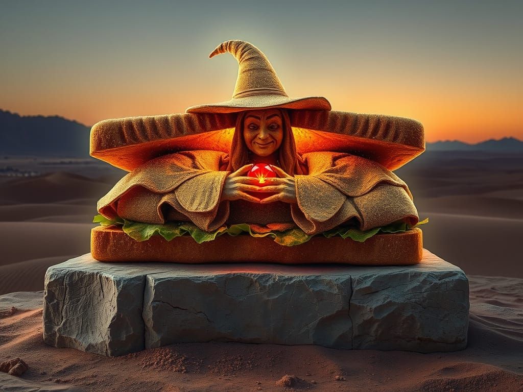 Surreal Sandstone Sandwich with Sand Witch Sculpture