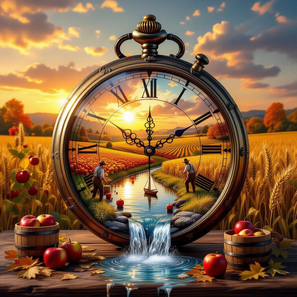 Surreal Autumn World Inside Pocket Watch