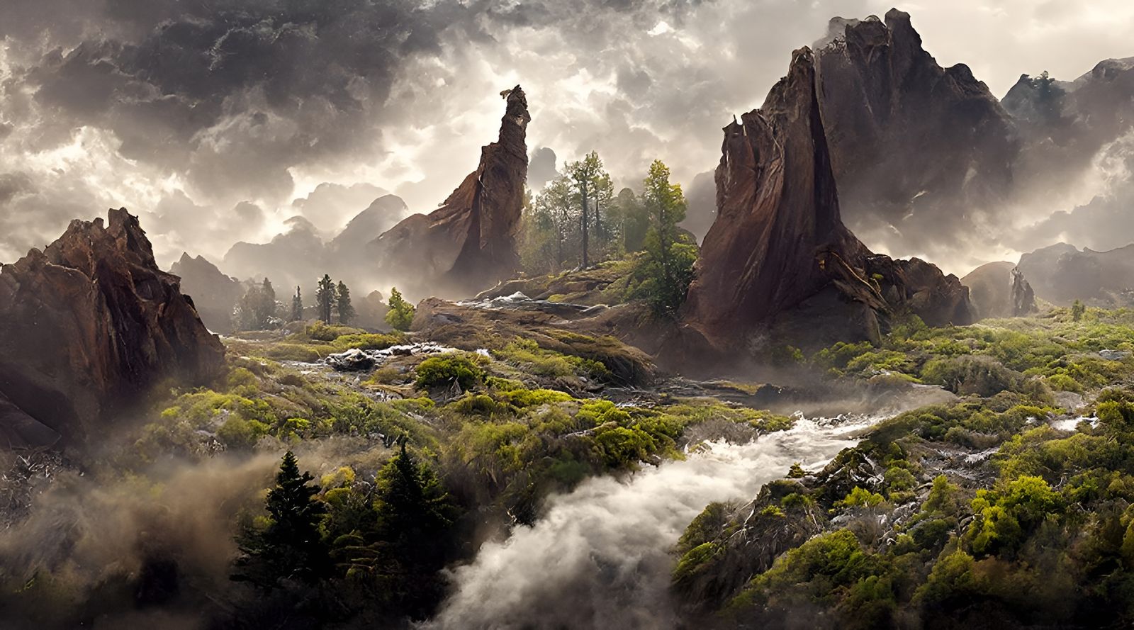 Ethereal Mystic Landscape Concept Art in Pastel Colors