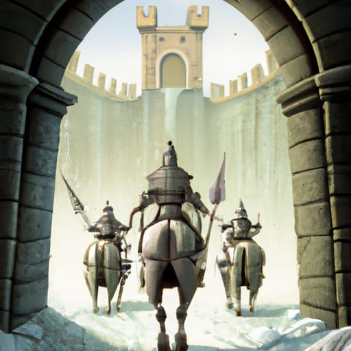 Knights Enter Gothic City in Medieval Fantasy Style