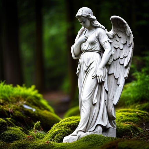 guardian angel stone statue