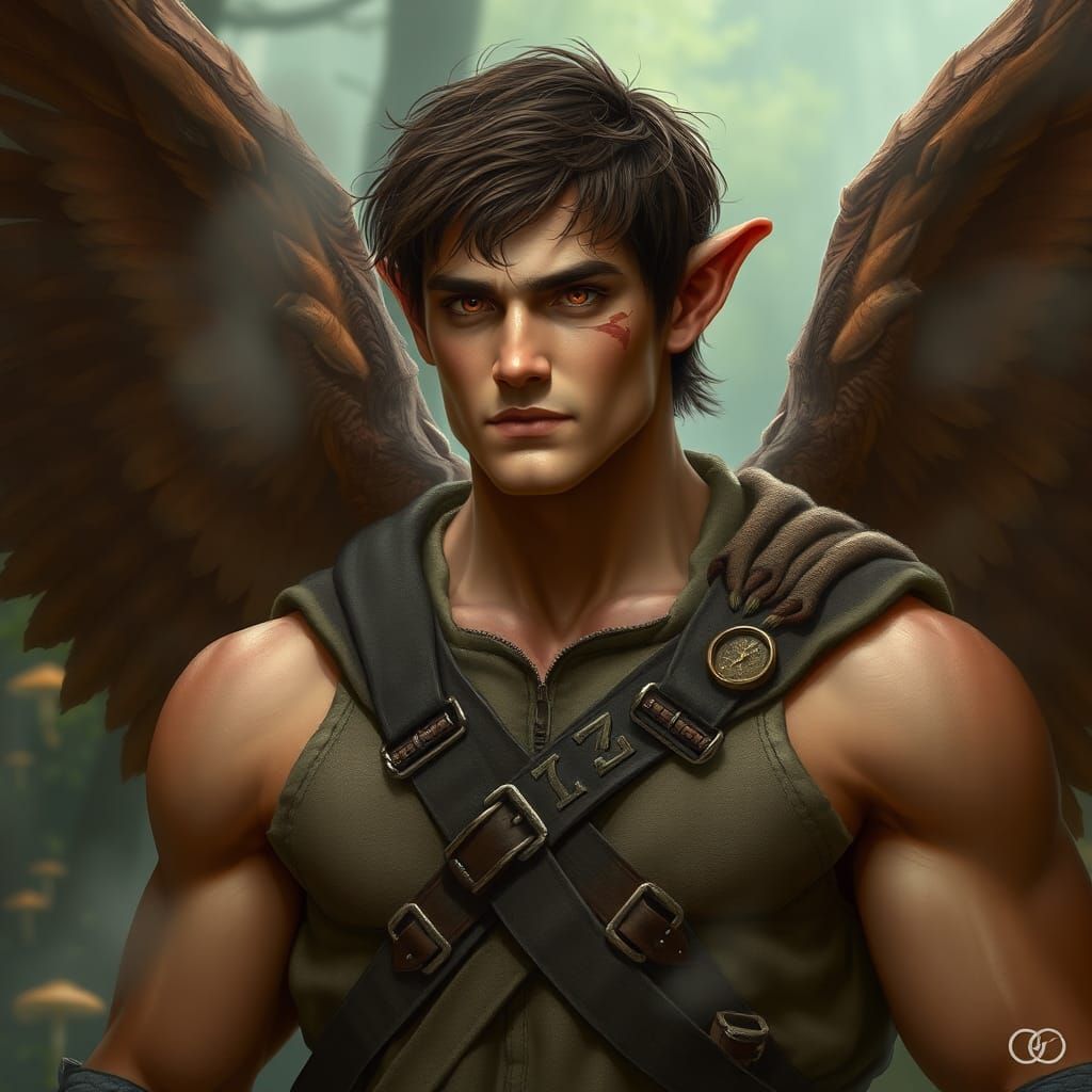 Winged Elf Ranger in Ethereal Mist