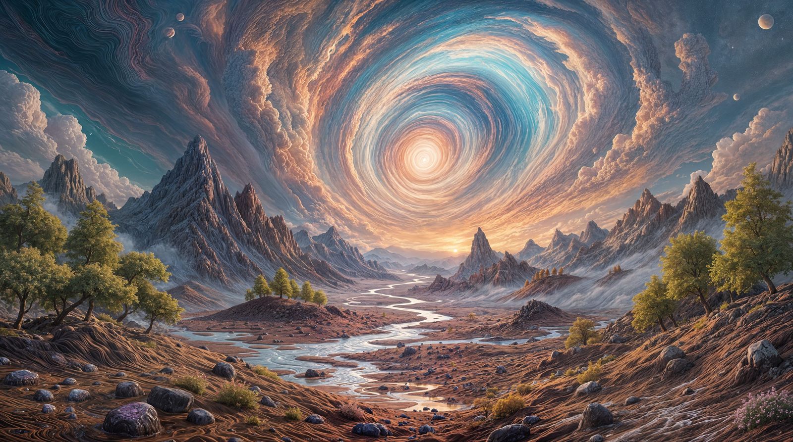 Surreal Candy Landscape: Fudge Mountains & Caramel Rivers