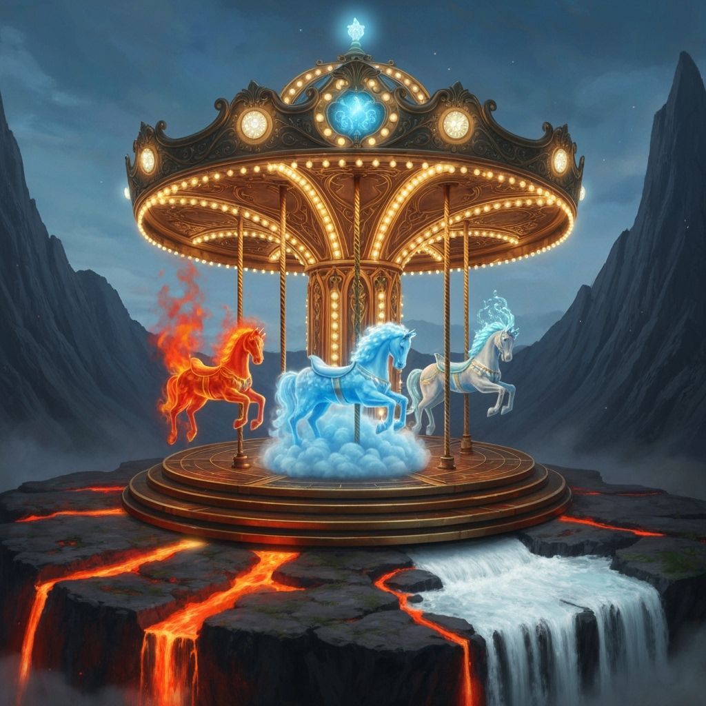Elemental Carousel on Mountaintop Fantasy Art