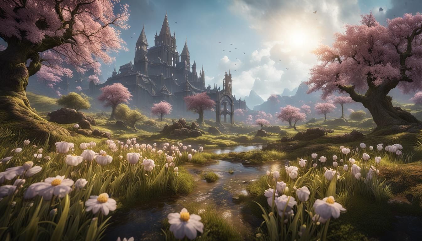 Elden Ring Spring Flower Landscape in 3D