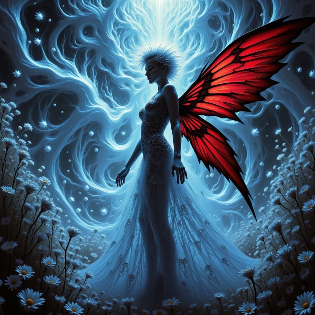 Surrealist Goddess in Ethereal Floral Vortex