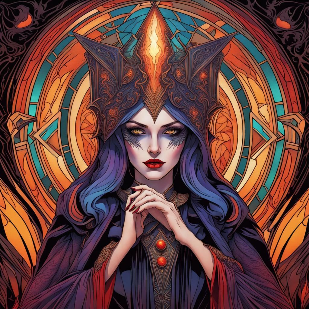 Gothic Sorceress in Art Deco Style