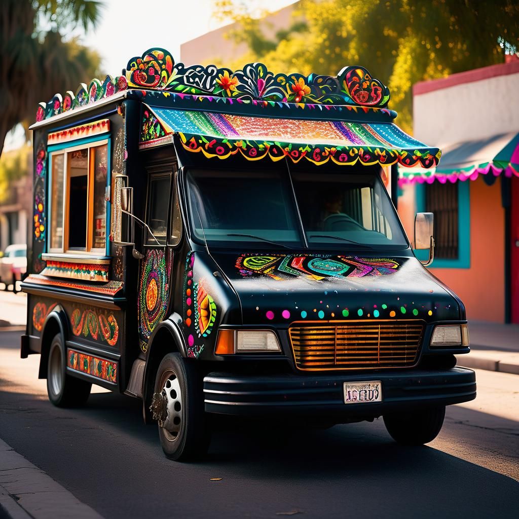 Gothic Taco Truck on Deserted Street