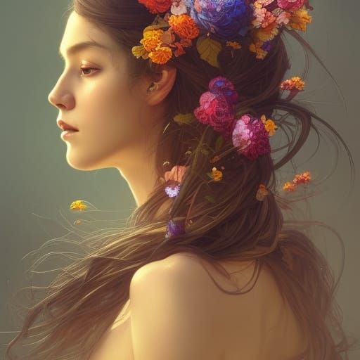 Woman with Flowers: Hyperdetailed Portrait in Unreal Engine