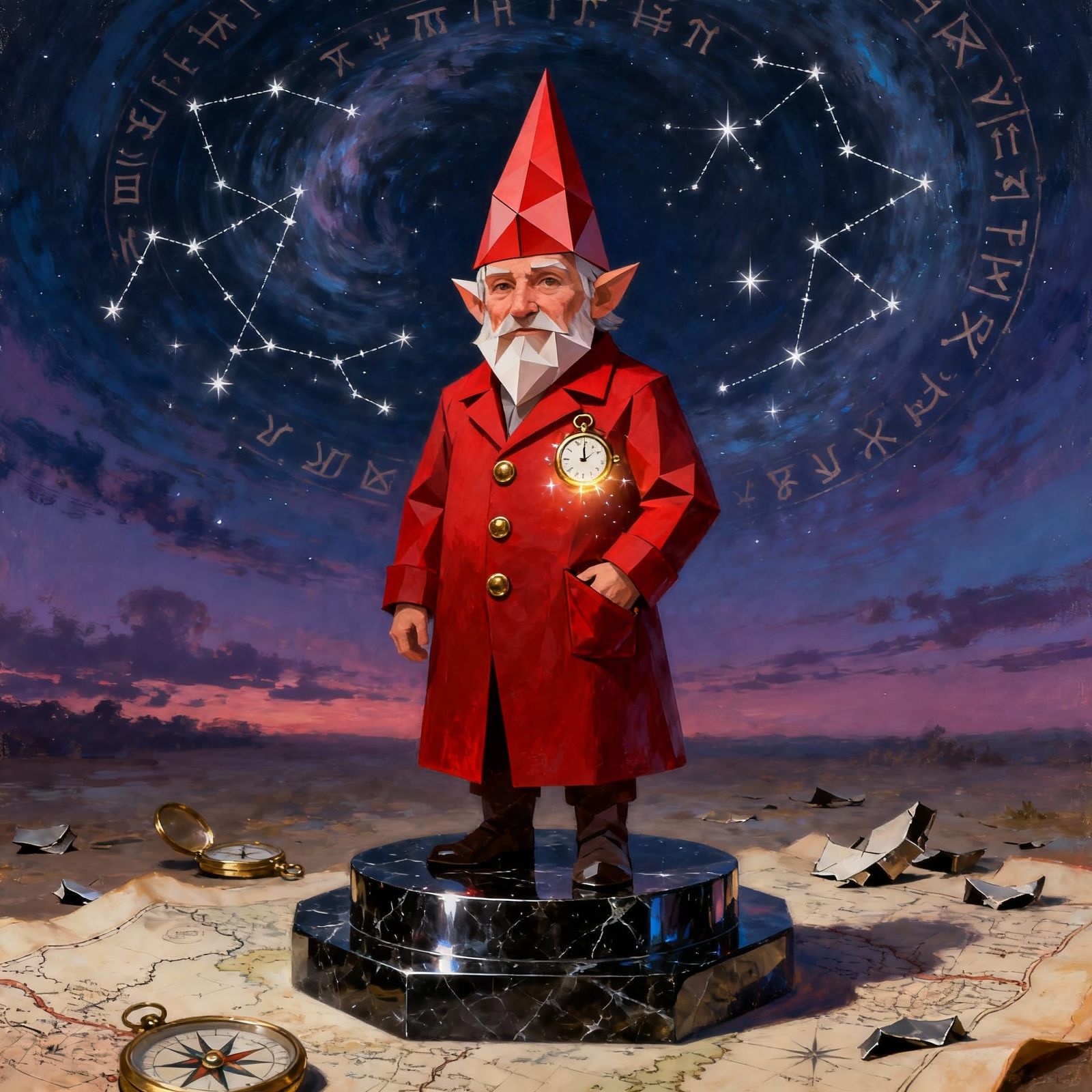 Gnome Cartographer with Starlight Pocket Watch