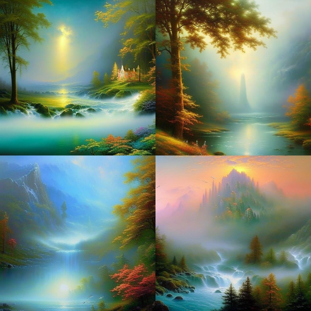 Ethereal Fantasy Scene in Oil Painting Style
