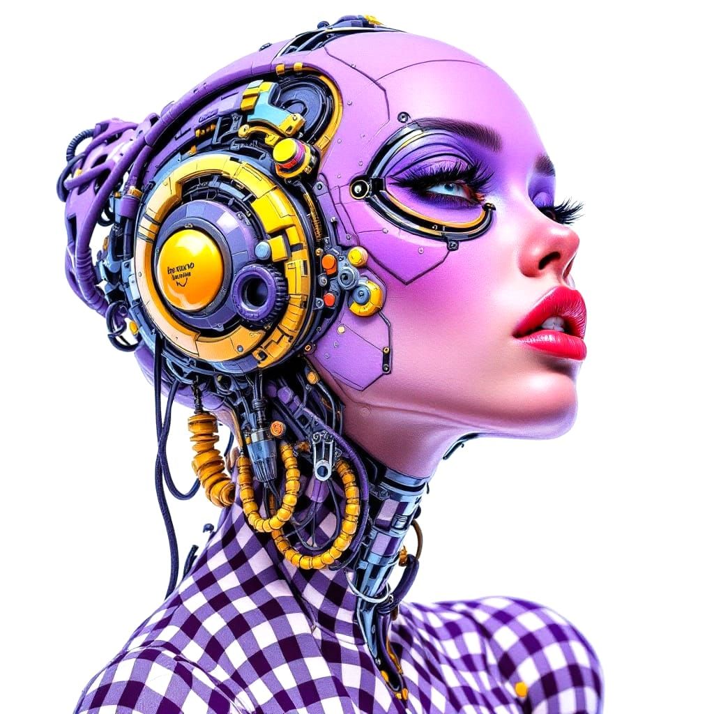 Purple Gingham Pattern Cyborg