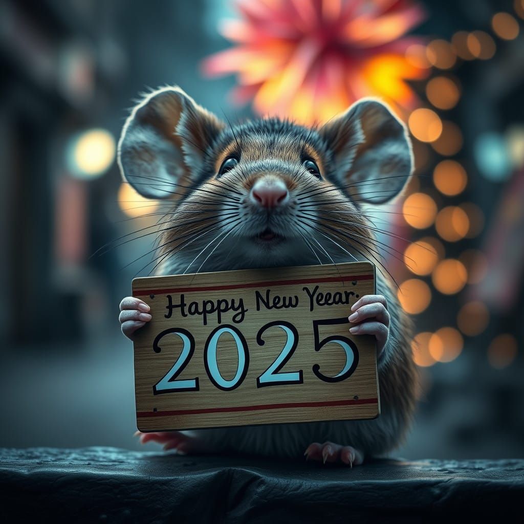 Hyperrealistic New Year's Eve Mouse Celebration