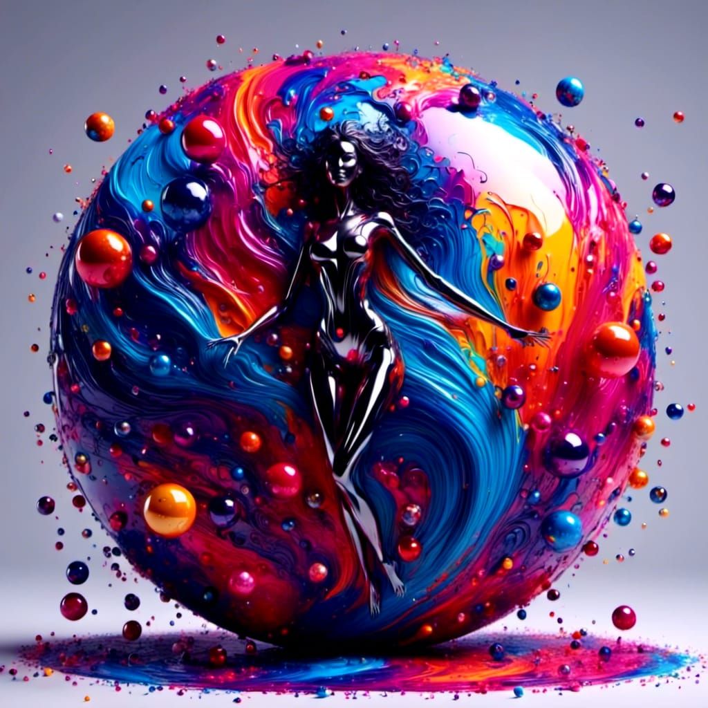 Hyperrealistic 3D Portrait of Woman with Marbles