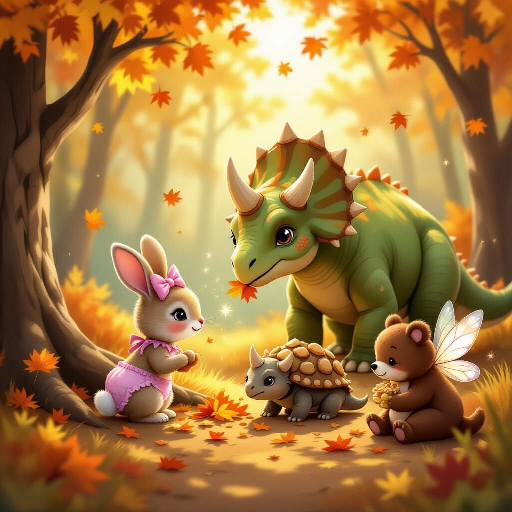 Adorable Animals in Enchanted Autumn Forest