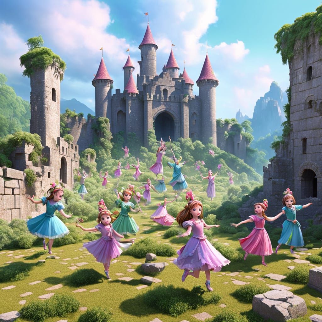 Idols of Brushed Stone Dance in Ancient Castle Ruins