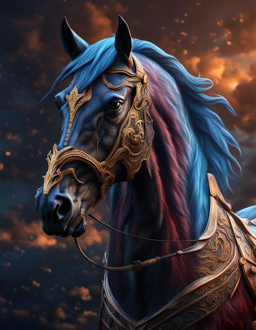 Fantastical Horse Head in Detailed Matte Painting